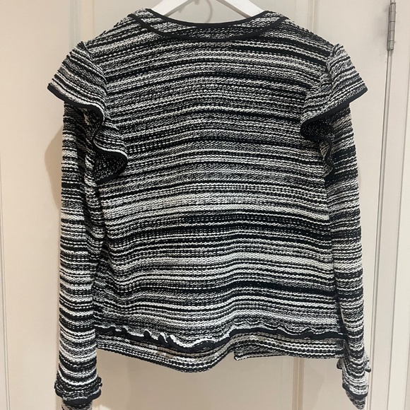 Unique Club Monaco Ruffle Black/White Blazer - Medium - Picture 3 of 4